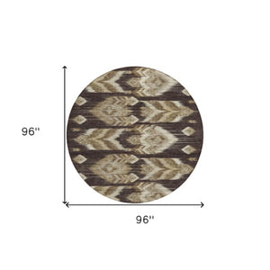 Homeroots 3' Black Charcoal And Silver Southwestern Indoor Outdoor Area Rug - Stylish, Durable, Washable Design 8' Round Polyester 587808