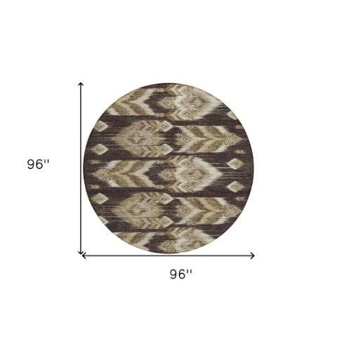 Homeroots 3' Black Charcoal And Silver Southwestern Indoor Outdoor Area Rug - Stylish, Durable, Washable Design 8' Round Polyester 587808