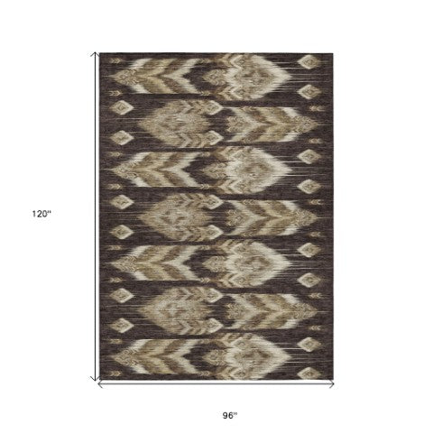 Homeroots 3' Black Charcoal And Silver Southwestern Indoor Outdoor Area Rug - Stylish, Durable, Washable Design 8' X 10' Polyester 587809