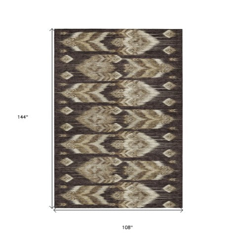 Homeroots 3' Black Charcoal And Silver Southwestern Indoor Outdoor Area Rug - Stylish, Durable, Washable Design 9' X 12' Polyester 587810