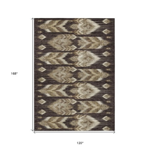 Homeroots 3' Black Charcoal And Silver Southwestern Indoor Outdoor Area Rug - Stylish, Durable, Washable Design 10' X 14' Polyester 587811