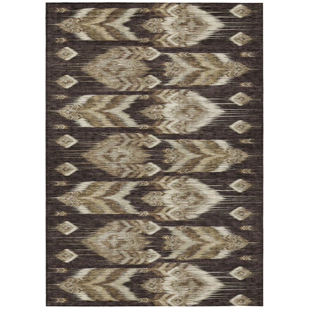 HomeRoots 5' Southwestern Washable Area Rug in Earthy Brown, Beige, and Taupe - Durable for Indoor & Outdoor Use 10' X 14' 587811