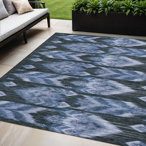Homeroots 3' Black Charcoal And Silver Southwestern Indoor Outdoor Area Rug - Stylish, Durable, Washable Design 5' X 8' Polyester 587813