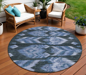 Homeroots 3' Black Charcoal And Silver Southwestern Indoor Outdoor Area Rug - Stylish, Durable, Washable Design 8' Round Polyester 587814