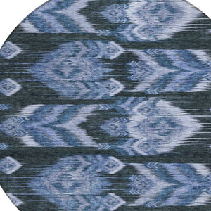 Homeroots 3' Black Charcoal And Silver Southwestern Indoor Outdoor Area Rug - Stylish, Durable, Washable Design 8' Round Polyester 587814