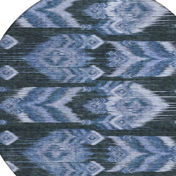 Homeroots 3' Black Charcoal And Silver Southwestern Indoor Outdoor Area Rug - Stylish, Durable, Washable Design 8' Round Polyester 587814