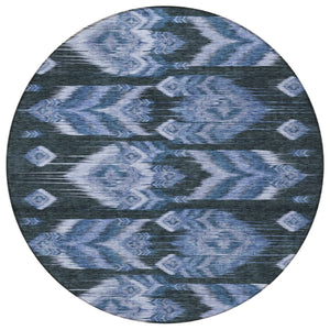 Homeroots 3' Black Charcoal And Silver Southwestern Indoor Outdoor Area Rug - Stylish, Durable, Washable Design 8' Round Polyester 587814