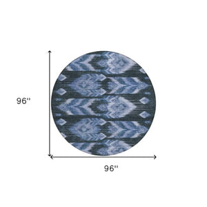 Homeroots 3' Black Charcoal And Silver Southwestern Indoor Outdoor Area Rug - Stylish, Durable, Washable Design 8' Round Polyester 587814