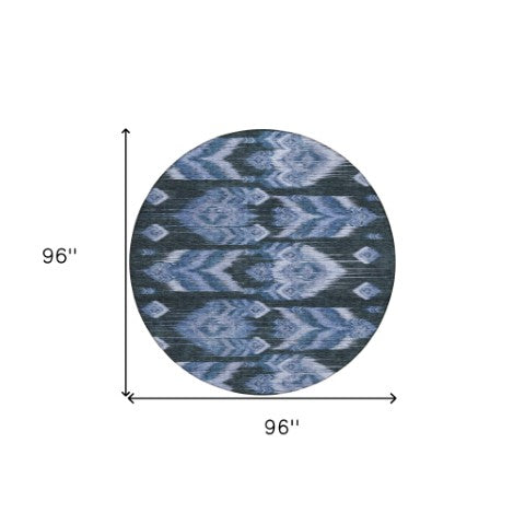 Homeroots 3' Black Charcoal And Silver Southwestern Indoor Outdoor Area Rug - Stylish, Durable, Washable Design 8' Round Polyester 587814