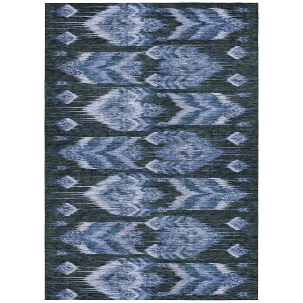 Homeroots 3' Black Charcoal And Silver Southwestern Indoor Outdoor Area Rug - Stylish, Durable, Washable Design 8' X 10' Polyester 587815