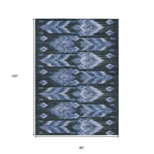 Homeroots 3' Black Charcoal And Silver Southwestern Indoor Outdoor Area Rug - Stylish, Durable, Washable Design 8' X 10' Polyester 587815