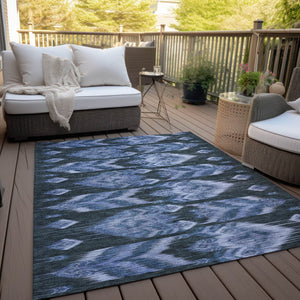 Homeroots 3' Black Charcoal And Silver Southwestern Indoor Outdoor Area Rug - Stylish, Durable, Washable Design 8' X 10' Polyester 587815
