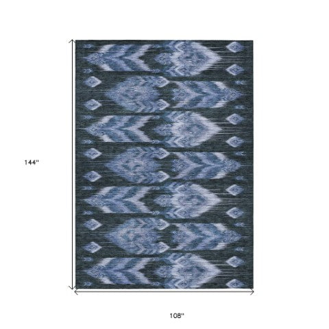 Homeroots 3' Black Charcoal And Silver Southwestern Indoor Outdoor Area Rug - Stylish, Durable, Washable Design 9' X 12' Polyester 587816