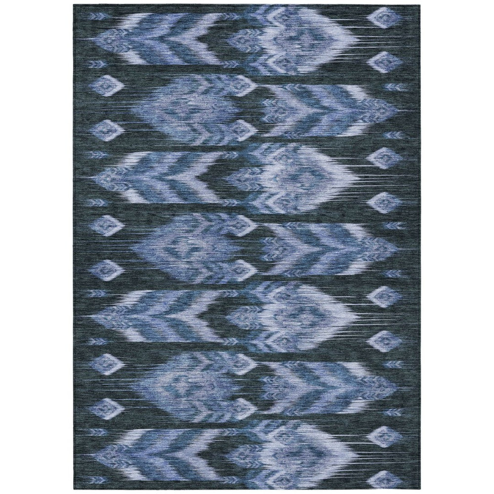 HomeRoots 5' Denim Blue and Sky Blue Southwestern Washable Area Rug for Indoor and Outdoor High-Traffic Spaces 10' X 14' 587817