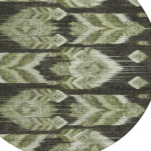 Homeroots 3' Black Charcoal And Silver Southwestern Indoor Outdoor Area Rug - Stylish, Durable, Washable Design 8' Round Polyester 587820