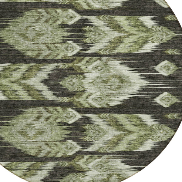 Homeroots 3' Black Charcoal And Silver Southwestern Indoor Outdoor Area Rug - Stylish, Durable, Washable Design 8' Round Polyester 587820