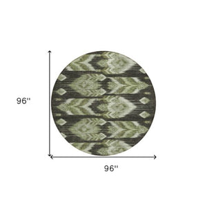 Homeroots 3' Black Charcoal And Silver Southwestern Indoor Outdoor Area Rug - Stylish, Durable, Washable Design 8' Round Polyester 587820