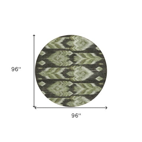 Homeroots 3' Black Charcoal And Silver Southwestern Indoor Outdoor Area Rug - Stylish, Durable, Washable Design 8' Round Polyester 587820