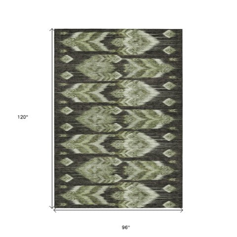 Homeroots 3' Black Charcoal And Silver Southwestern Indoor Outdoor Area Rug - Stylish, Durable, Washable Design 8' X 10' Polyester 587821