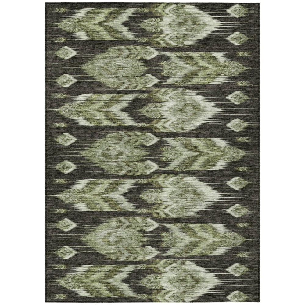 HomeRoots 9' Durable Olive and Artichoke Southwestern Area Rug for Indoor and Outdoor Spaces - Washable and Stylish 9' X 12' 587822
