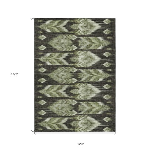 Homeroots 3' Black Charcoal And Silver Southwestern Indoor Outdoor Area Rug - Stylish, Durable, Washable Design 10' X 14' Polyester 587823