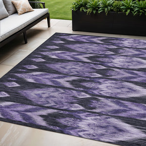 Homeroots 3' Black Charcoal And Silver Southwestern Indoor Outdoor Area Rug - Stylish, Durable, Washable Design 5' X 8' Polyester 587825