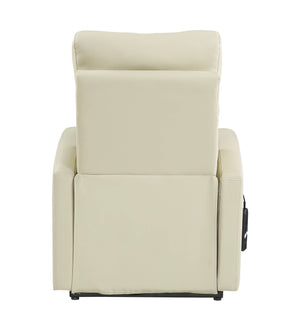 English Elm Ricardo Beige PU Power Lift Recliner with Pocket Coil Seat, Wired Remote, Durable Metal Frame B2726P405679