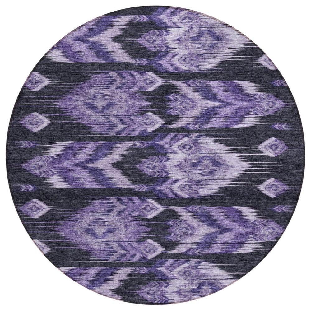 HomeRoots 5' Southwestern Indoor-Outdoor Area Rug in Purple Lavender and Plum – Washable, Durable & Stylish 8' Round 587826