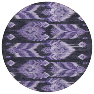 HomeRoots 5' Southwestern Indoor-Outdoor Area Rug in Purple Lavender and Plum – Washable, Durable & Stylish 8' Round 587826