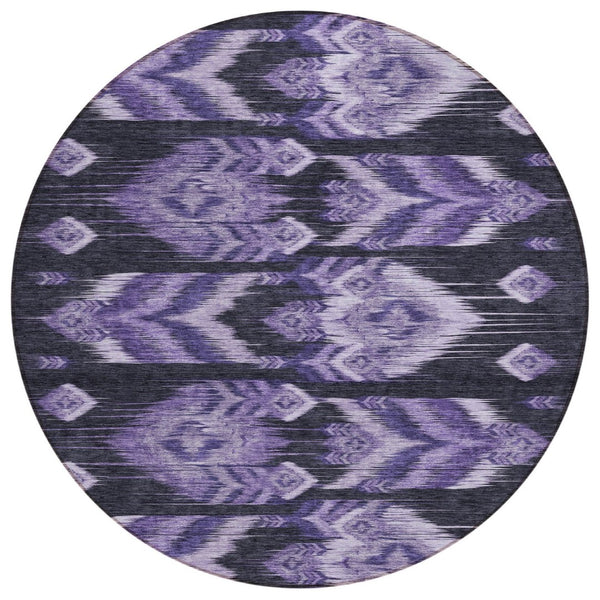 HomeRoots 5' Southwestern Indoor-Outdoor Area Rug in Purple Lavender and Plum – Washable, Durable & Stylish 8' Round 587826