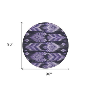 Homeroots 3' Black Charcoal And Silver Southwestern Indoor Outdoor Area Rug - Stylish, Durable, Washable Design 8' Round Polyester 587826