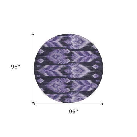 Homeroots 3' Black Charcoal And Silver Southwestern Indoor Outdoor Area Rug - Stylish, Durable, Washable Design 8' Round Polyester 587826