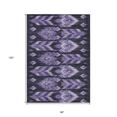 Homeroots 3' Black Charcoal And Silver Southwestern Indoor Outdoor Area Rug - Stylish, Durable, Washable Design 8' X 10' Polyester 587827