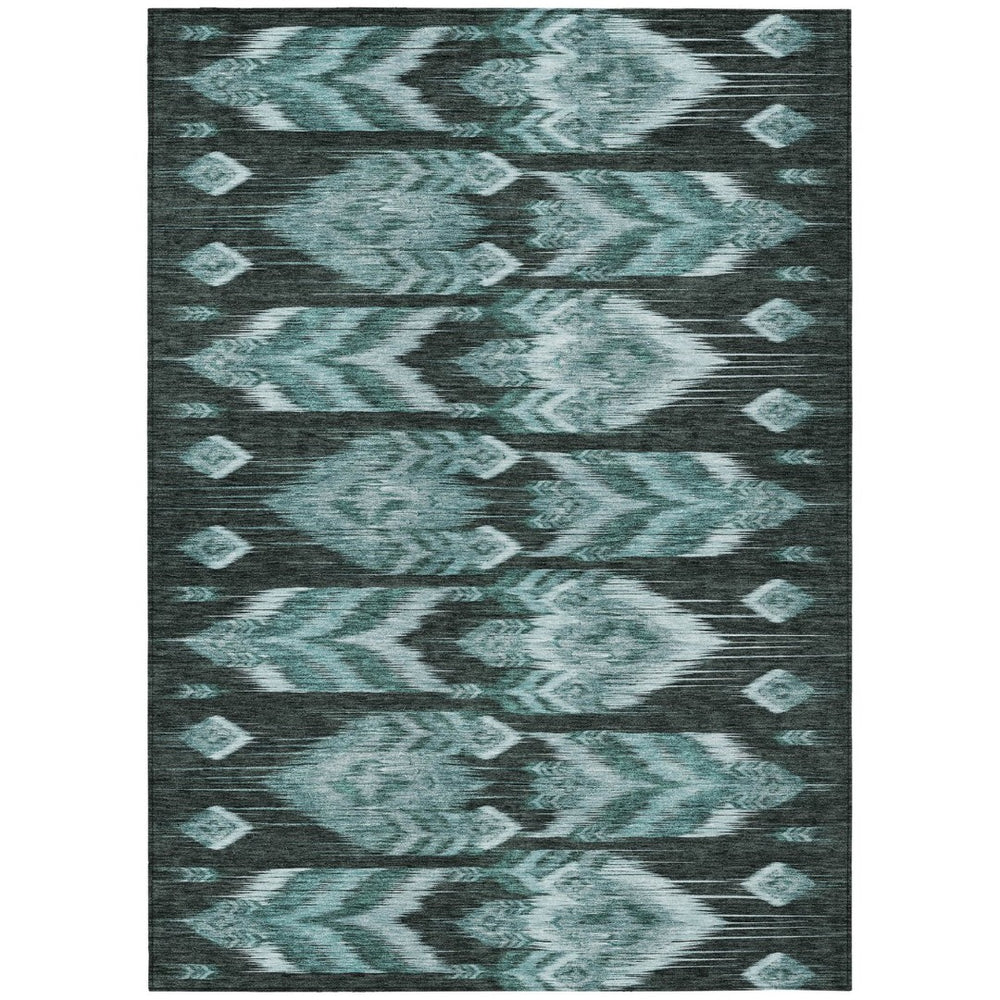 HomeRoots 5' Stylish Teal Blue Southwestern Area Rug – Durable, Washable, and Perfect for Indoor/Outdoor Use! 5' X 8' 587831