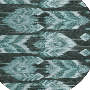 Homeroots 3' Black Charcoal And Silver Southwestern Indoor Outdoor Area Rug - Stylish, Durable, Washable Design 8' Round Polyester 587832