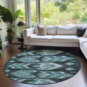 Homeroots 3' Black Charcoal And Silver Southwestern Indoor Outdoor Area Rug - Stylish, Durable, Washable Design 8' Round Polyester 587832