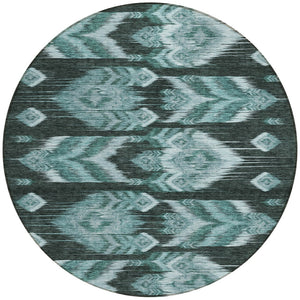 Homeroots 3' Black Charcoal And Silver Southwestern Indoor Outdoor Area Rug - Stylish, Durable, Washable Design 8' Round Polyester 587832