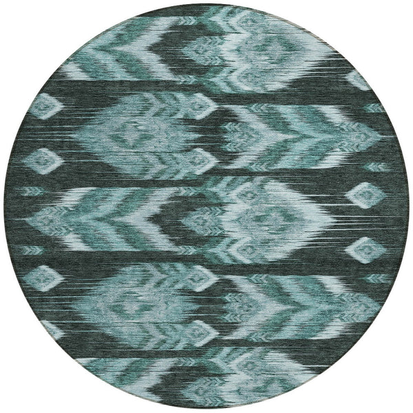 Homeroots 3' Black Charcoal And Silver Southwestern Indoor Outdoor Area Rug - Stylish, Durable, Washable Design 8' Round Polyester 587832