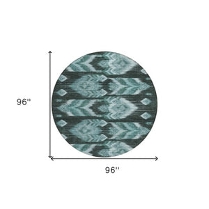 Homeroots 3' Black Charcoal And Silver Southwestern Indoor Outdoor Area Rug - Stylish, Durable, Washable Design 8' Round Polyester 587832