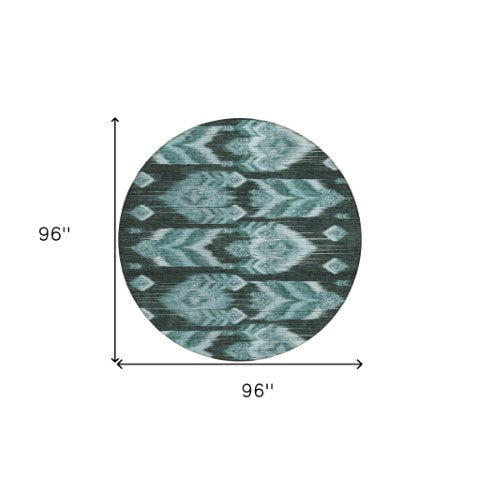 Homeroots 3' Black Charcoal And Silver Southwestern Indoor Outdoor Area Rug - Stylish, Durable, Washable Design 8' Round Polyester 587832