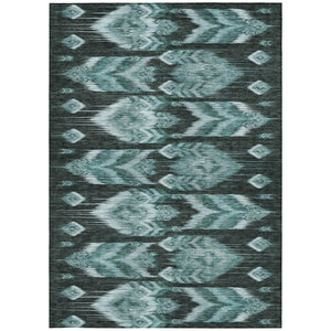 Homeroots 3' Black Charcoal And Silver Southwestern Indoor Outdoor Area Rug - Stylish, Durable, Washable Design 8' X 10' Polyester 587833