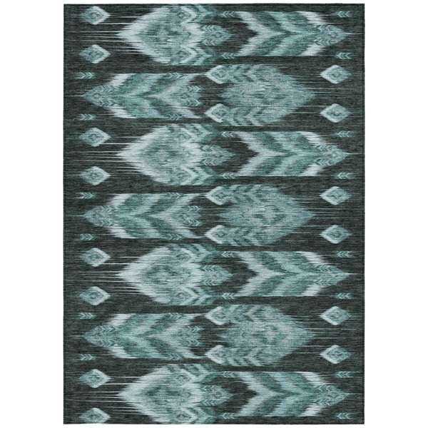 Homeroots 3' Black Charcoal And Silver Southwestern Indoor Outdoor Area Rug - Stylish, Durable, Washable Design 8' X 10' Polyester 587833