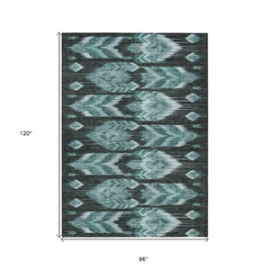 Homeroots 3' Black Charcoal And Silver Southwestern Indoor Outdoor Area Rug - Stylish, Durable, Washable Design 8' X 10' Polyester 587833
