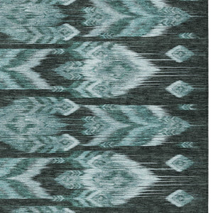 Homeroots 3' Black Charcoal And Silver Southwestern Indoor Outdoor Area Rug - Stylish, Durable, Washable Design 8' X 10' Polyester 587833