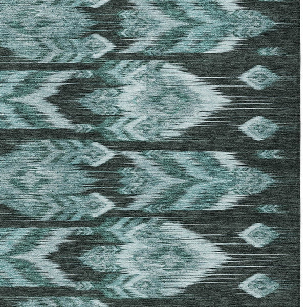 Homeroots 3' Black Charcoal And Silver Southwestern Indoor Outdoor Area Rug - Stylish, Durable, Washable Design 8' X 10' Polyester 587833