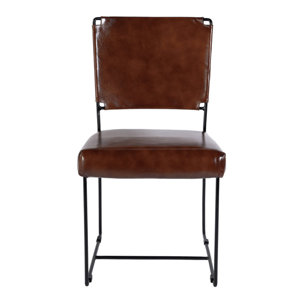Butler Specialty Butler Nevin Leather Dining Side Chair - Industrial Style With Iron Base, Brown Comfort Seat Brown Iron,Leather 5878344-butler