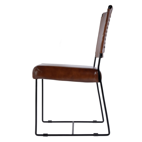 Butler Specialty Butler Nevin Leather Dining Side Chair - Industrial Style With Iron Base, Brown Comfort Seat Brown Iron,Leather 5878344-butler
