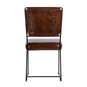 Butler Specialty Butler Nevin Leather Dining Side Chair - Industrial Style With Iron Base, Brown Comfort Seat Brown Iron,Leather 5878344-butler