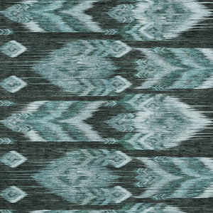 Homeroots 3' Black Charcoal And Silver Southwestern Indoor Outdoor Area Rug - Stylish, Durable, Washable Design 9' X 12' Polyester 587834