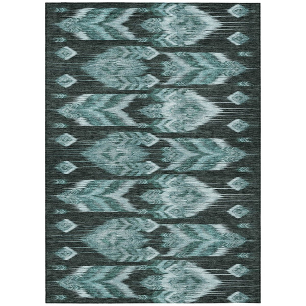 HomeRoots 5' Stylish Teal Blue Southwestern Area Rug – Durable, Washable, and Perfect for Indoor/Outdoor Use! 10' X 14' 587835
